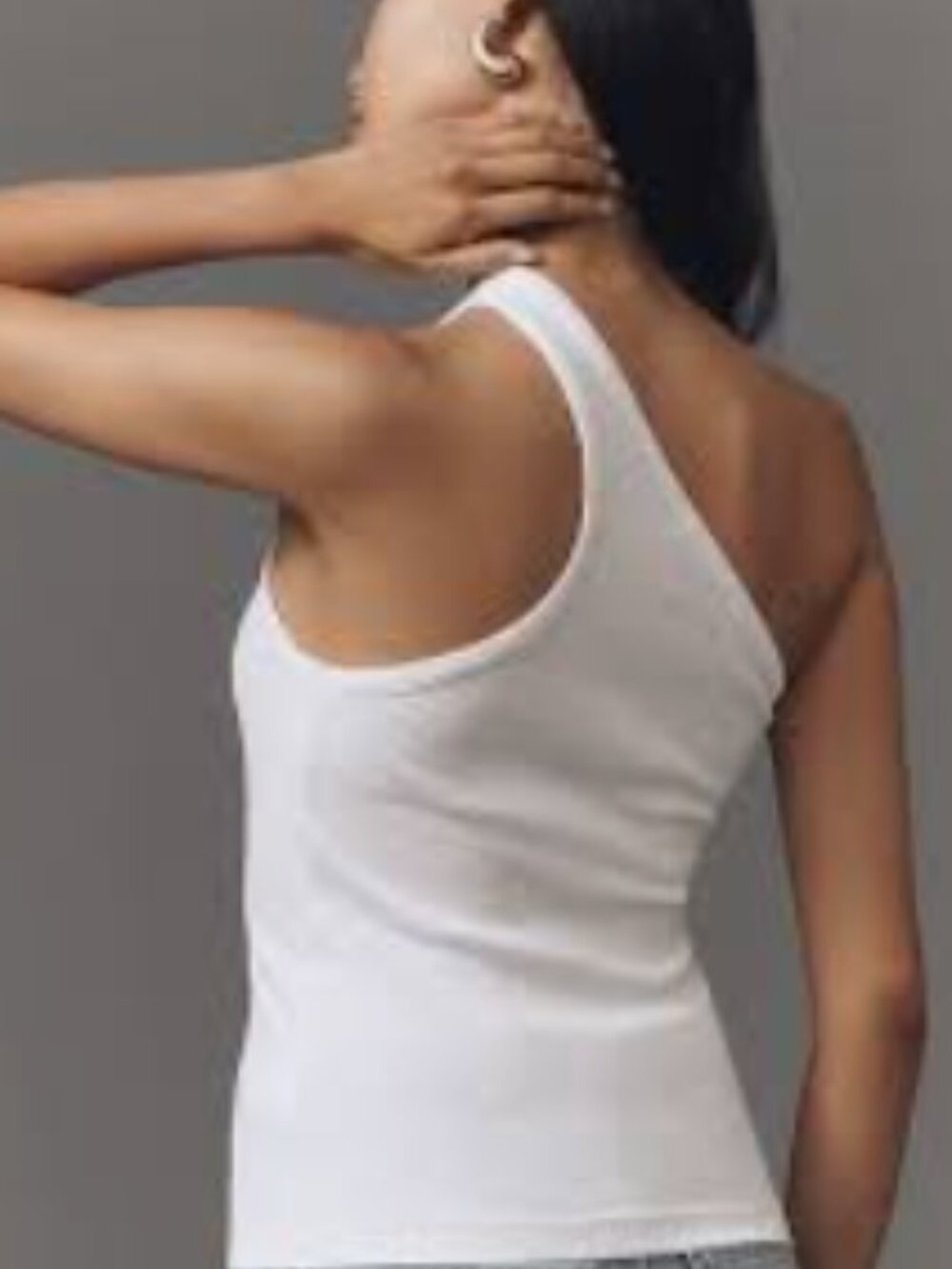 Anthropologie One Shoulder Ribbed Tank, White, Size 1X, NwT - Picture 3 of 3